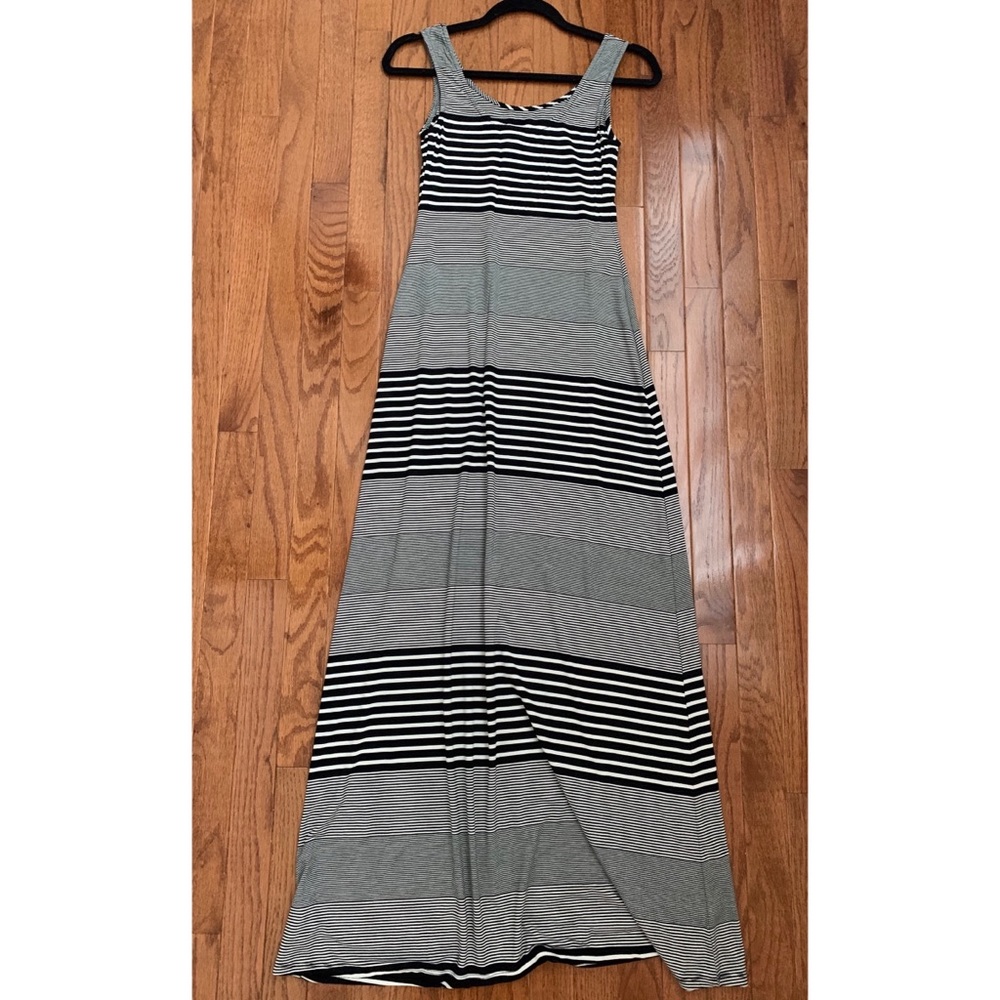 Black & white striped maxi dress